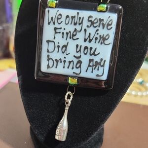 Wine Quote Pendant with Charm